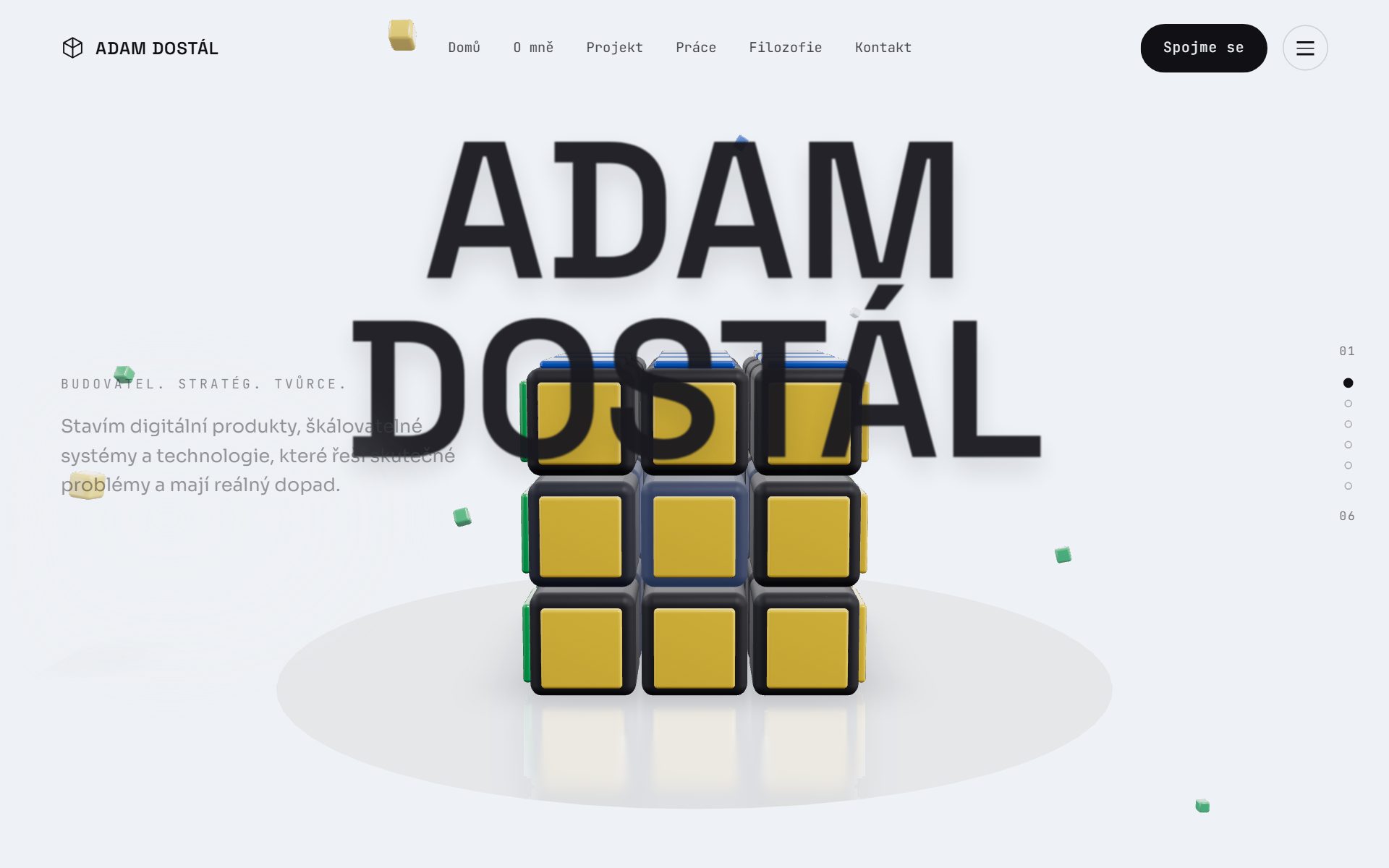 Adam Dostál – osobní web s 3D animací