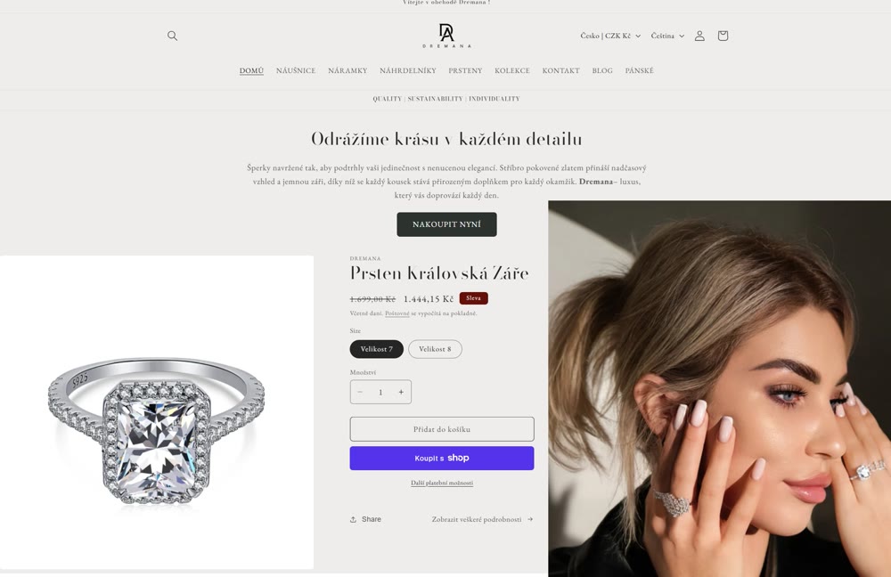 Dremana.cz — celý náhled webu