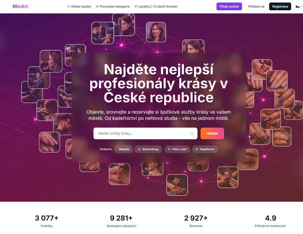 MixArt.cz — celý náhled webu